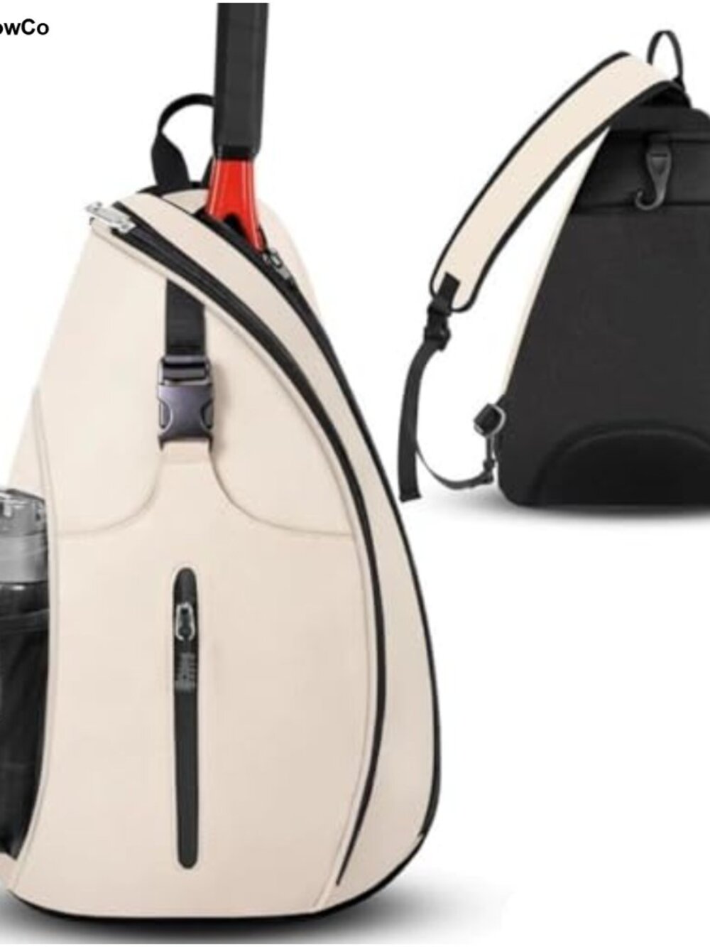 Pickleball Sling Bag Backpack with Water Bottle Holder, Adjustable Shoulder